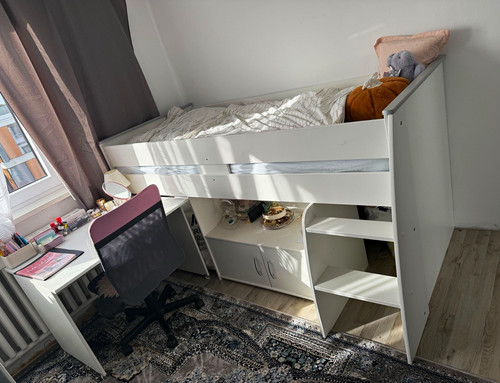 Kinder hochbett weiß - weiß, holz