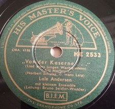 SELTEN LALE ANDERSEN LILI MARLEEN MARLEN DREI ROTE ROSEN SCHELLACKPLATTE 78RPM