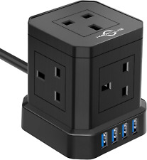 Cube Verlängerungskabel mit USB-Slots, 5-fach Stecker Verlängerung mit 4 USB3.1A, KEPLUG