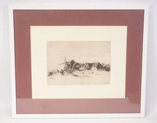 Original Alexander Eckener 1870-1944 Radierung 1921 Windmühle Reetdachhaus