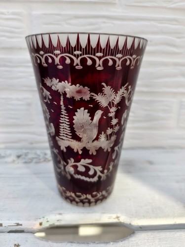 Alte überfang glas - glas, vase