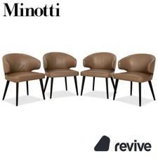 4er Garnitur Minotti Aston Leder Stuhl Braun Kaffee Esszimmer