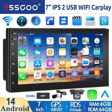 4+64G DAB+ Autoradio Android 14 Carplay GPS NAVI RDS Bluetooth +Mik Kamera 2 DIN