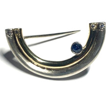 760.-€ - ZUM GOLDWERT: BROSCHE 585 GOLD ANFERTIGUNG UNIKAT 14KT GELBGOLD SAPHIRE