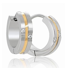 Creolen Klappcreolen aus Titan bicolor mit Zirkonia