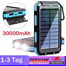 Solar Powerbank 30000mAh Tragbares Ladegerät Zusatz Externe Batterie für Handys