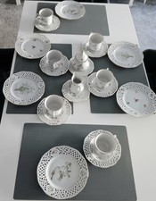 Burg Lindau Feines Porzellan 23 Teile Gedeck Motiv Vögel Blumen Gräser Durchbr.