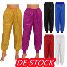 Damen~Glitzer Pailletten Hose Hip Hop Baggy Pants Tanzhose Fasching Party Kostüm