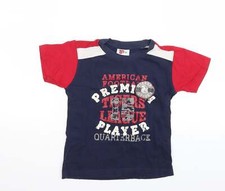 Kik Jungen blau Baumwolle Basic T-Shirt Größe 6-7 Jahre Rundhalsausschnitt