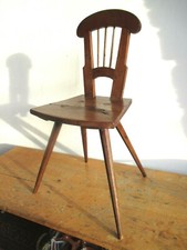 Biedermeier Stuhl Einzelstuhl alt stabil Rundlehne Sprossen Nussbaum Holz (Lo)