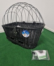 Duvo+ Fahrradkorb mit Kissen Weiden Provence schwarz für Hunde und Katzen