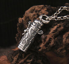 B25 Nepal Tibet Mönche Anhänger zum Öffnen Zylinder Gefäß 925 Sterling Silber