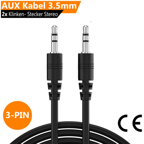 Aux kabel 5mm klinke - aux, klinke-stecker