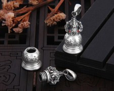 B25 Anhänger zum Öffnen buddhistisch Stupa mit Surangama-Mantra Feinsilber 