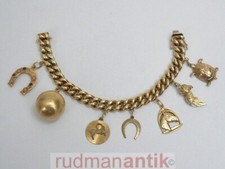 schweres BETTELARMBAND GOLD 585 PANZERKETTE mit 7 CHARMS - 52,25g - punziert