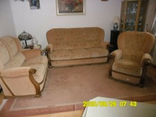 Eiche couchgarnitur 1-2-3 Sessel- Braunbunt,Stoffbezogen,wenig gebraucht.wie neu