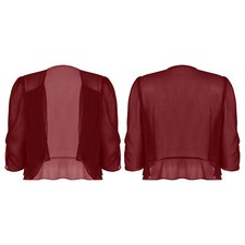 DE Damen Strickjacke Chiffon Bolero Elegant Shrug Top Cardigan Open Front Bolero