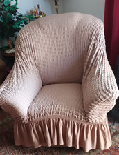 Sesselhusse für großen Sessel, beige, sehr gut erhalten, Polyester/Elastan