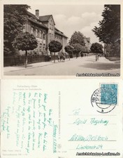Ansichtskarte Falkenberg (Elster) Zentralschule mit Friedrichstraße 1956