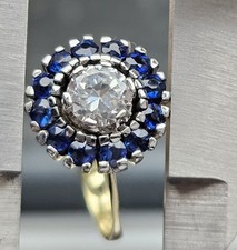 Saphir Ring  mit Blauen und Weißen  Saphiren