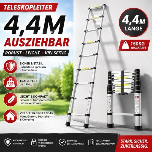 Teleskopleiter alu - 4,4m,