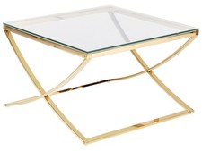 Couchtisch Edelstahl Glas gold quadratisch 70 x 70 cm Glamour Stil Ringgold