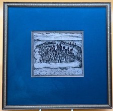 Kolorierte Radierung Stadtansicht Historisch Mombaza Kupferstich 17 Jahrhundert