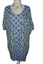 Blutsgeschwister Blutschwester Big Shirt Kleid Minikleid blau gemustert 2XL