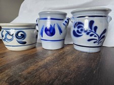 3 Töpfchen/Schälchen, Steinzeug, Salzglasur (Handarbeit) aus dem Westerwald