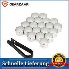17mm Radschraubenkappen mit Entnahmewerkzeug Kappen Silber；Chrom FÜR Skoda