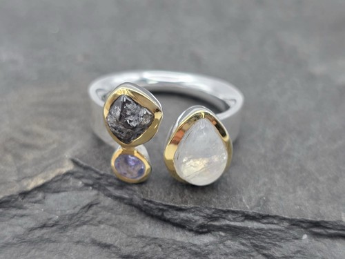 925 silber ring rohdiamant - ring,