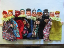10 Alte Handpuppen für Kasperletheater mit Köpfen aus Holz - viele Fotos (G)