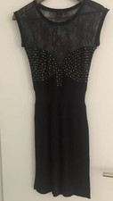 Faith Connexion Kleid 34 36 S Small Schwarz Spitze Stretch Baumwolle Ärmellos 