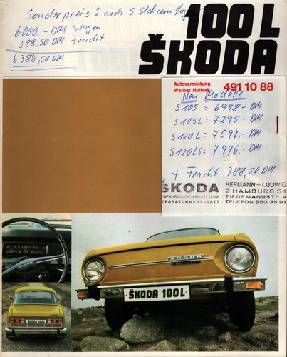 Prospekt skoda 100 1970er - l,