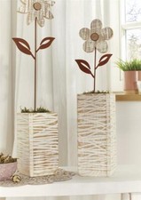 Deko Blumen Vase "White Shabby" aus recyceltem Holz, 23 + 30 cm hoch, Vasen Set