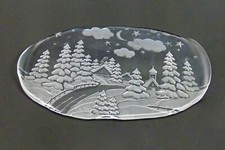 Walther Glass Glassschale Oval,  Stollenplatte Wintermotiv - Neuwertig