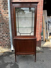 Antike Mahagoni Vitrine Edwardian Style ca.1900 Intarsien Glas 195x77x44 
