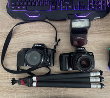 Nikon F50 Minolta Dynax 3xi analog Kamera Set Japan Blitz Stativ Vintage