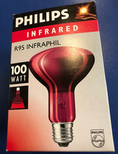 PHILIPS 100W 230V E27 Infrarotlampe Infrarotlicht Wärmelampe THERA RED 100W R95