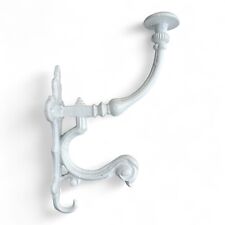 Vintage Garderobenhaken mit Huthalter schweres Gusseisen Wandmontage weiß shabby