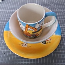 3-tlg. Mila Kindergeschirr Baustelle, Betonmischer, Bagger - Sammler-Set