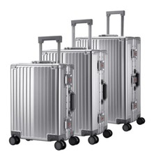 Koffer Reisekoffer Hartschale aus Aluminium Heuer "Stripe" Luxus AluminiumKoffer