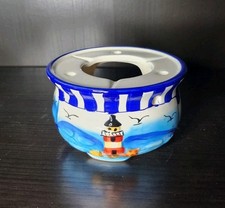 Stövchen Leuchtturm Maritim Keramik für Teekanne Blau Bunt Schiff Meer Nautisch