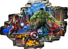 Marvel Avengers Super Heros Hulk 3D zertrümmerte Wandansicht Aufkleber Poster Vinyl Z634