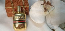 Original GUCCI Parfum Flakon Kette - Collier vergoldet 73 cm lang 1970er Jahre