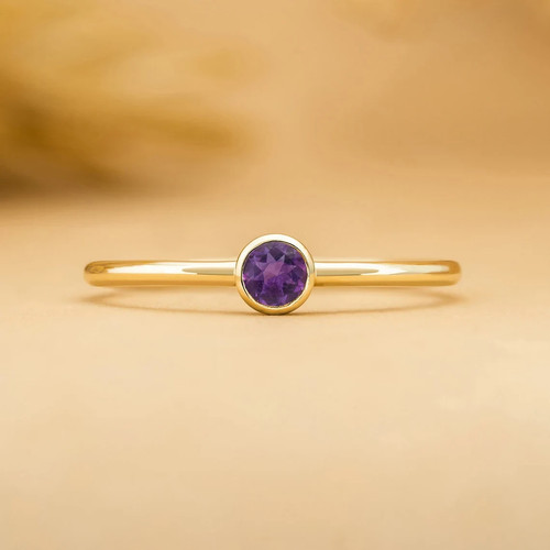 Massiver 14k goldring amethyst - 14k,