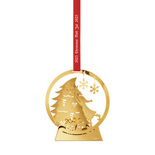 Georg Jensen Weihnachts-Mobile 2025 Schneekugel, 18 Karat Goldauflage, H 10 cm