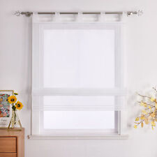 Raffrollo mit Schlaufen Raffgardine Gardine Küche Modern Voile Transparent Rollo