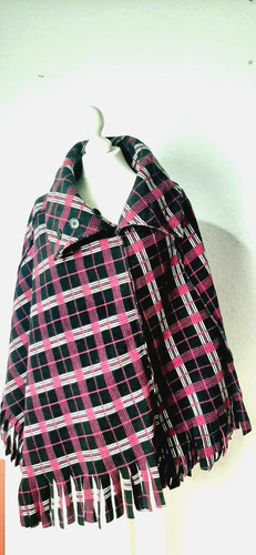 Fleece poncho mit - fleece,
