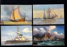 Vier Postkarten "Schiffe"